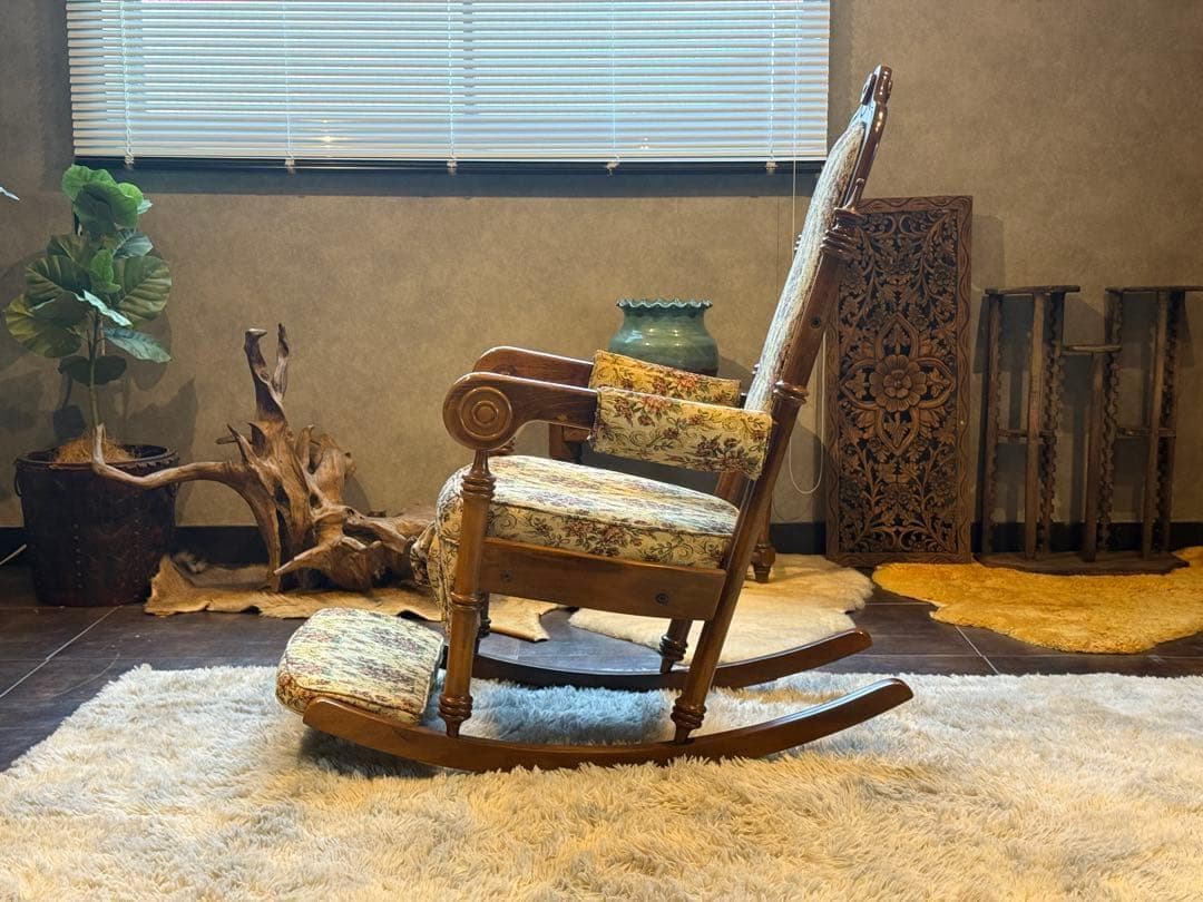 ロッキングチェア　ソファ　ゴブラン模様　アームチェア　ゆり椅子　ソファ　SZ