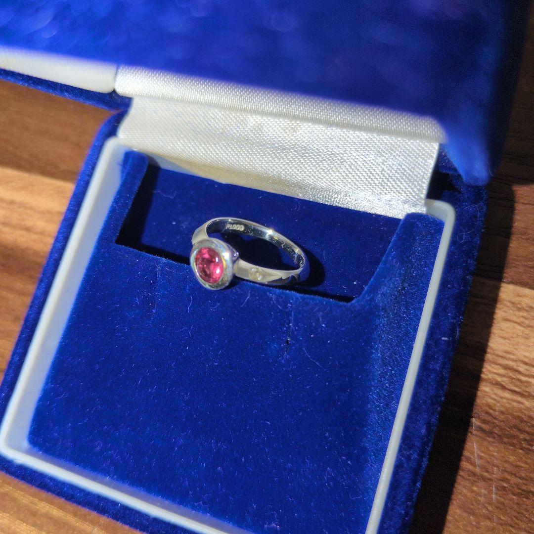ぴ*の様 プラチナリング　ピンク石