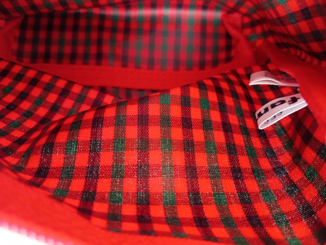 「こまつ」familiar 赤・緑チェック トートバッグセット