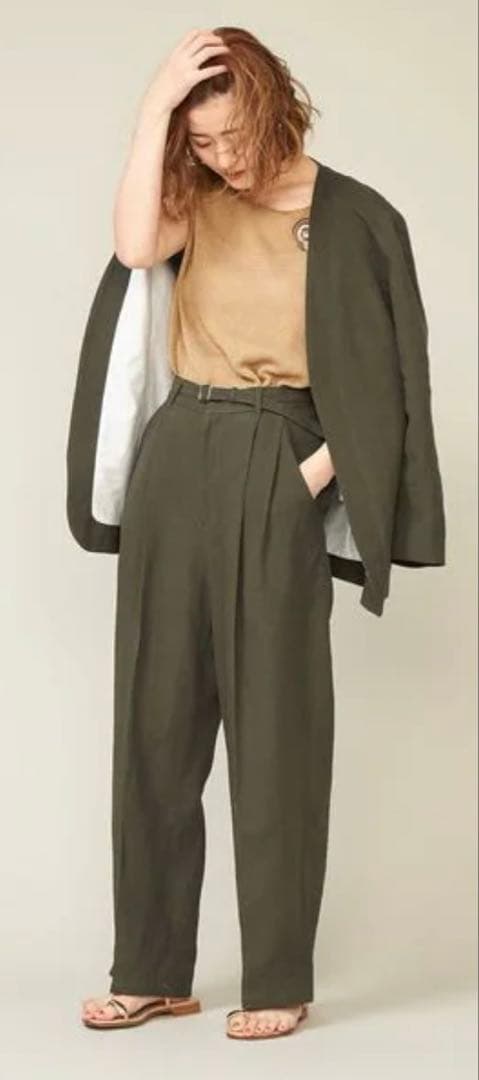 2点セット コンテ conte ペーパー ジャケット タックパンツ 辺見えみり