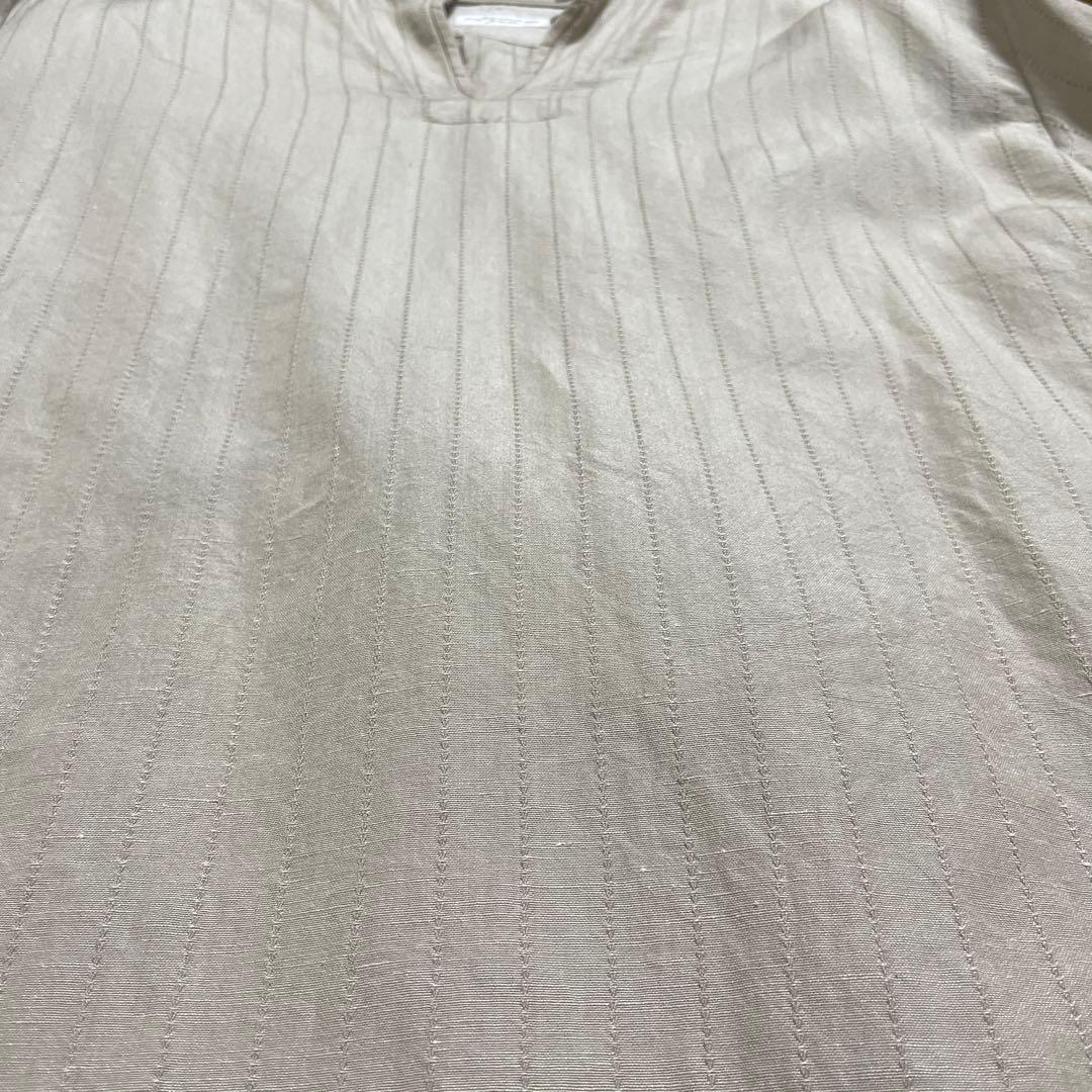 sus-sous ベージュ長袖シャツ スキッパー