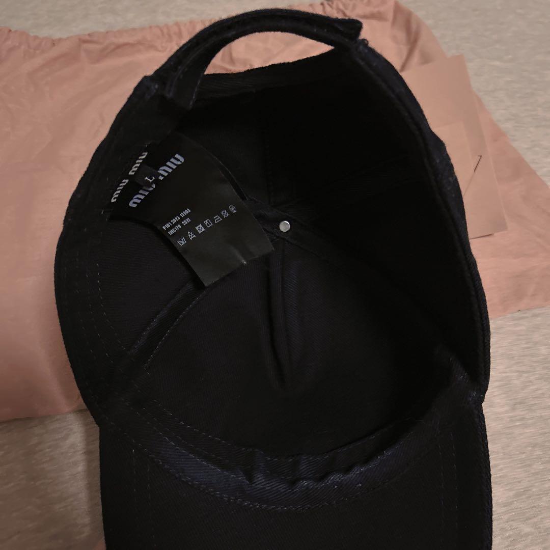 miu miu ブラック ベースボールキャップ　L ミュウミュウ