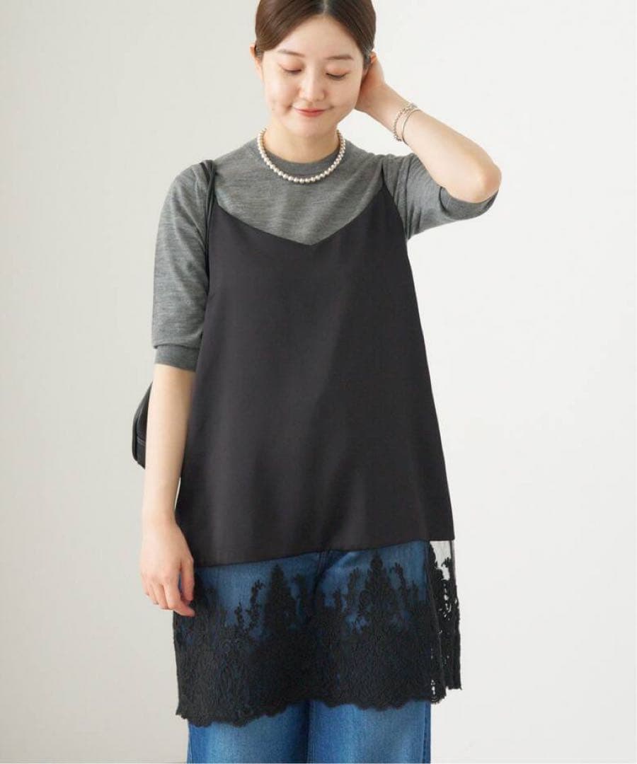 IENA Satinレース キャミソールワンピース