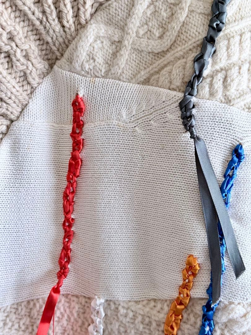 HIRO パッチワーク　リボン　ニット