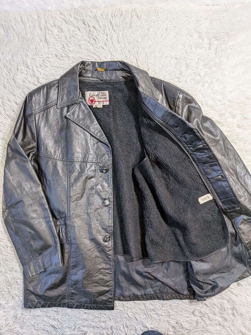 極希少　70s Sears シアーズ レザージャケット ボアライナー付 46 黒