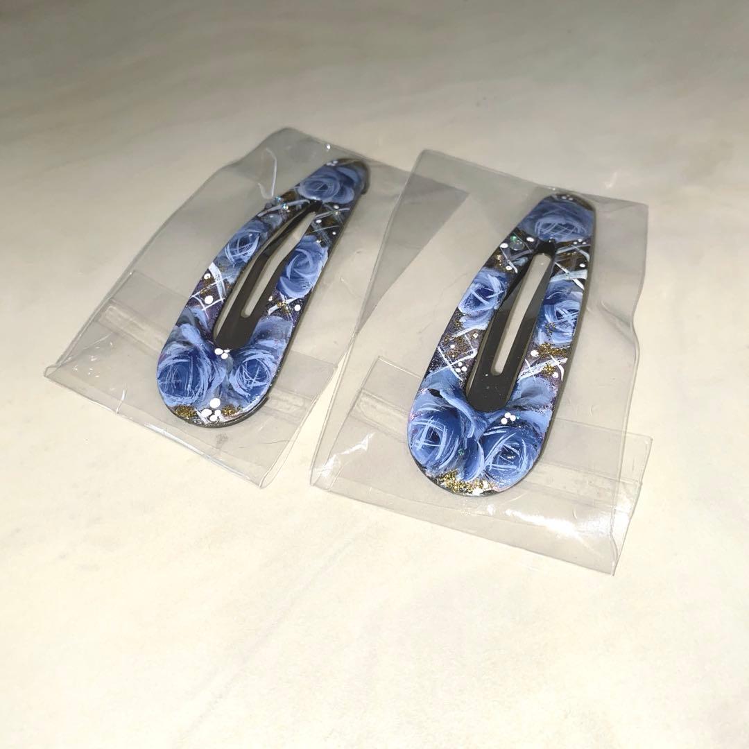 ショルダーバック　パッチン留め　薔薇　手描き　トールペイント