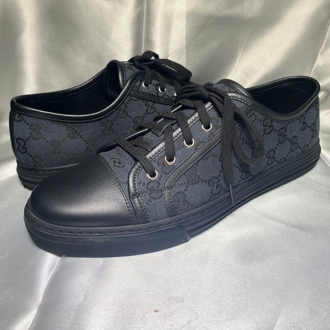 GUCCI グッチ　28cm スニーカー GGキャンバス ネイビー ブラック 黒