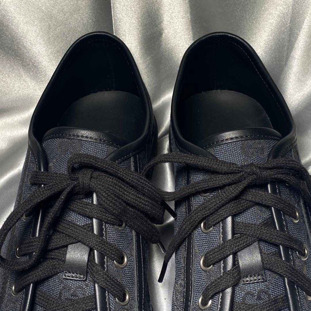 GUCCI グッチ　28cm スニーカー GGキャンバス ネイビー ブラック 黒