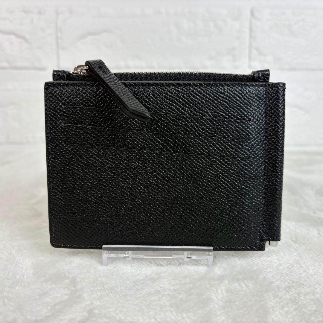 未使用　メゾンマルジェラ　マネークリップ　小銭入れ付き　レザー　黒