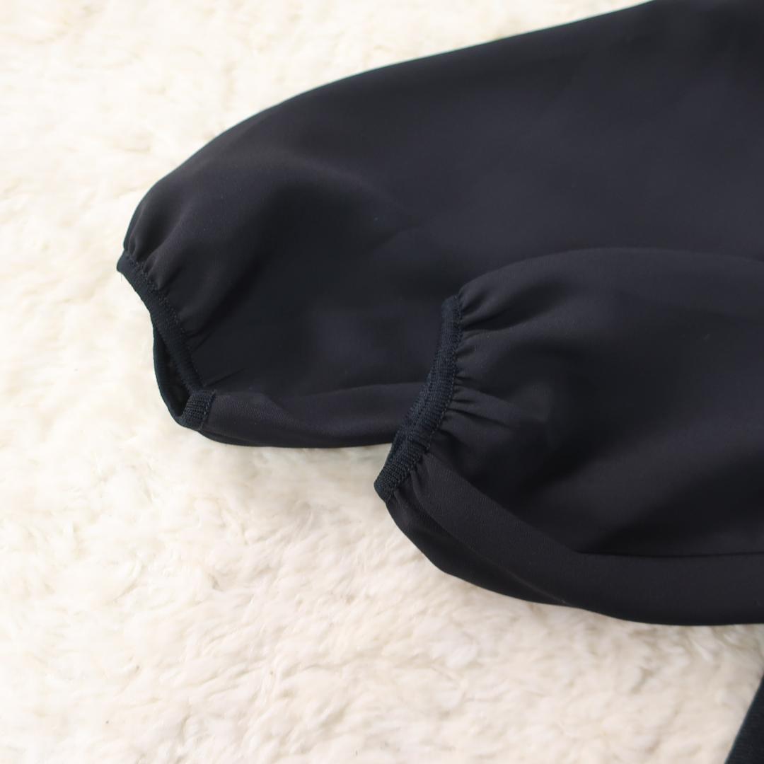 ルネ Rene ニットワンピース ドレス バイカラー フレア Aライン 黒 34