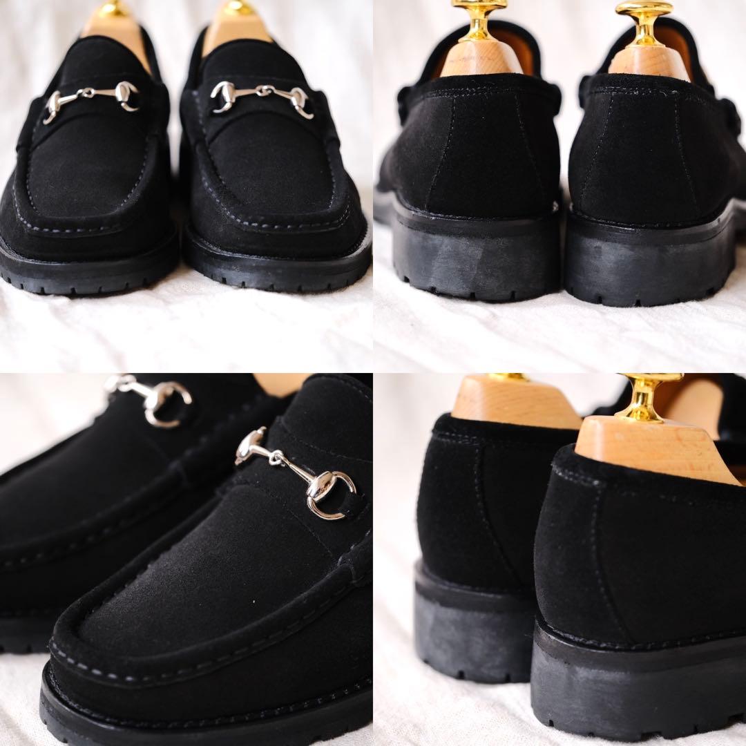 美品GUCCIグッチ ホースビットスエードローファー ブラック34.5C