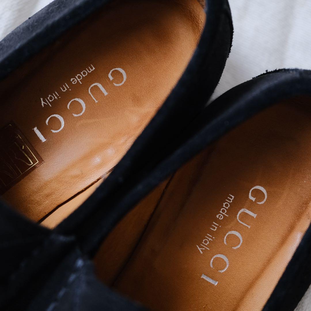 美品GUCCIグッチ ホースビットスエードローファー ブラック34.5C