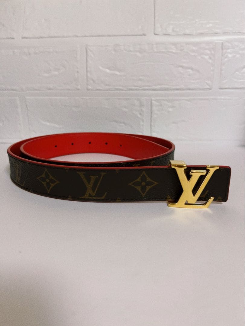 LOUIS VUITTON ベルト 茶×赤 モノグラム　リバーシブル　男女兼用