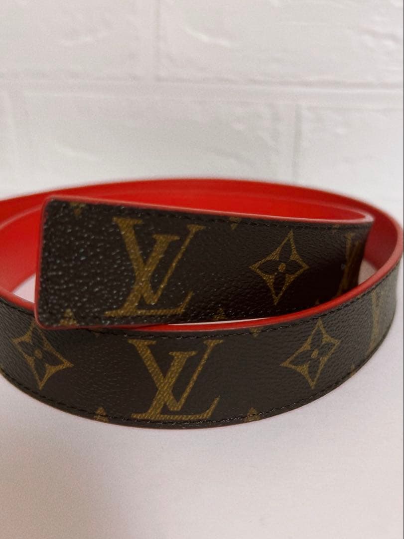 LOUIS VUITTON ベルト 茶×赤 モノグラム　リバーシブル　男女兼用