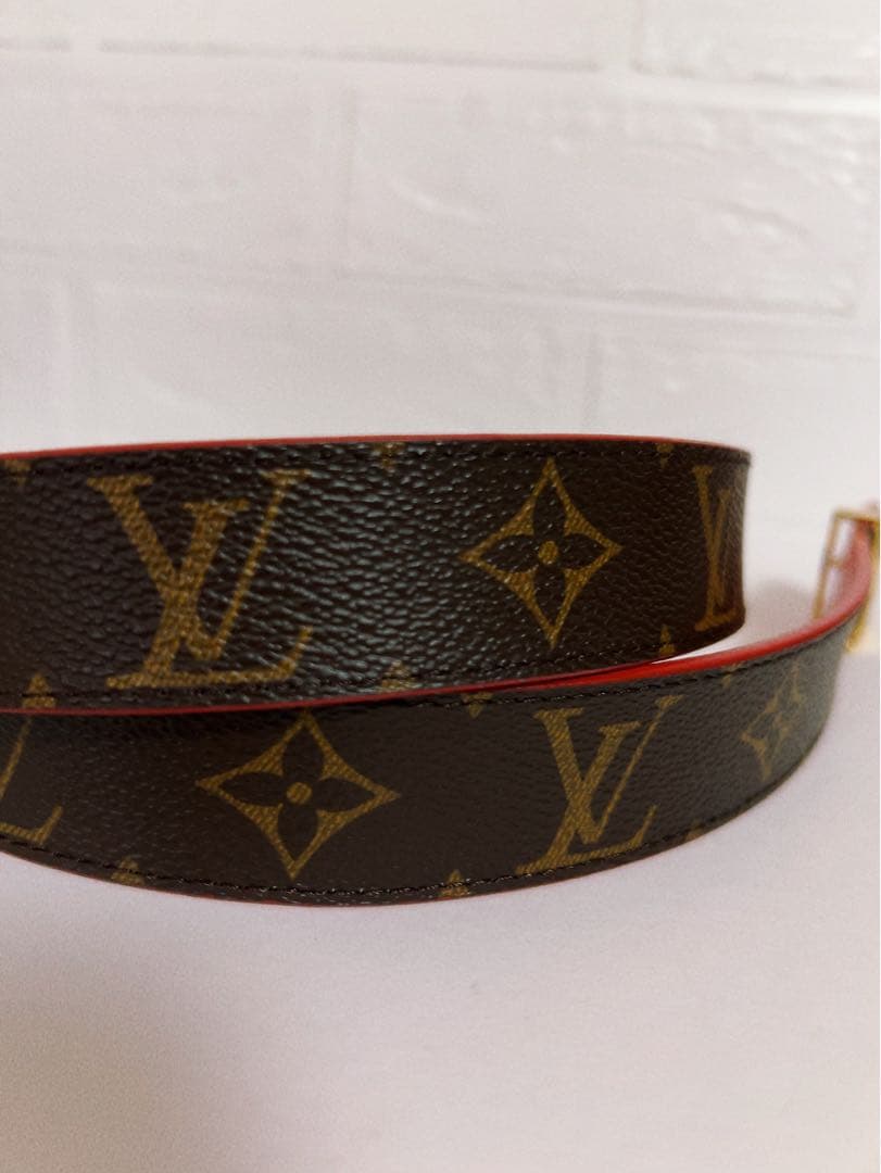 LOUIS VUITTON ベルト 茶×赤 モノグラム　リバーシブル　男女兼用
