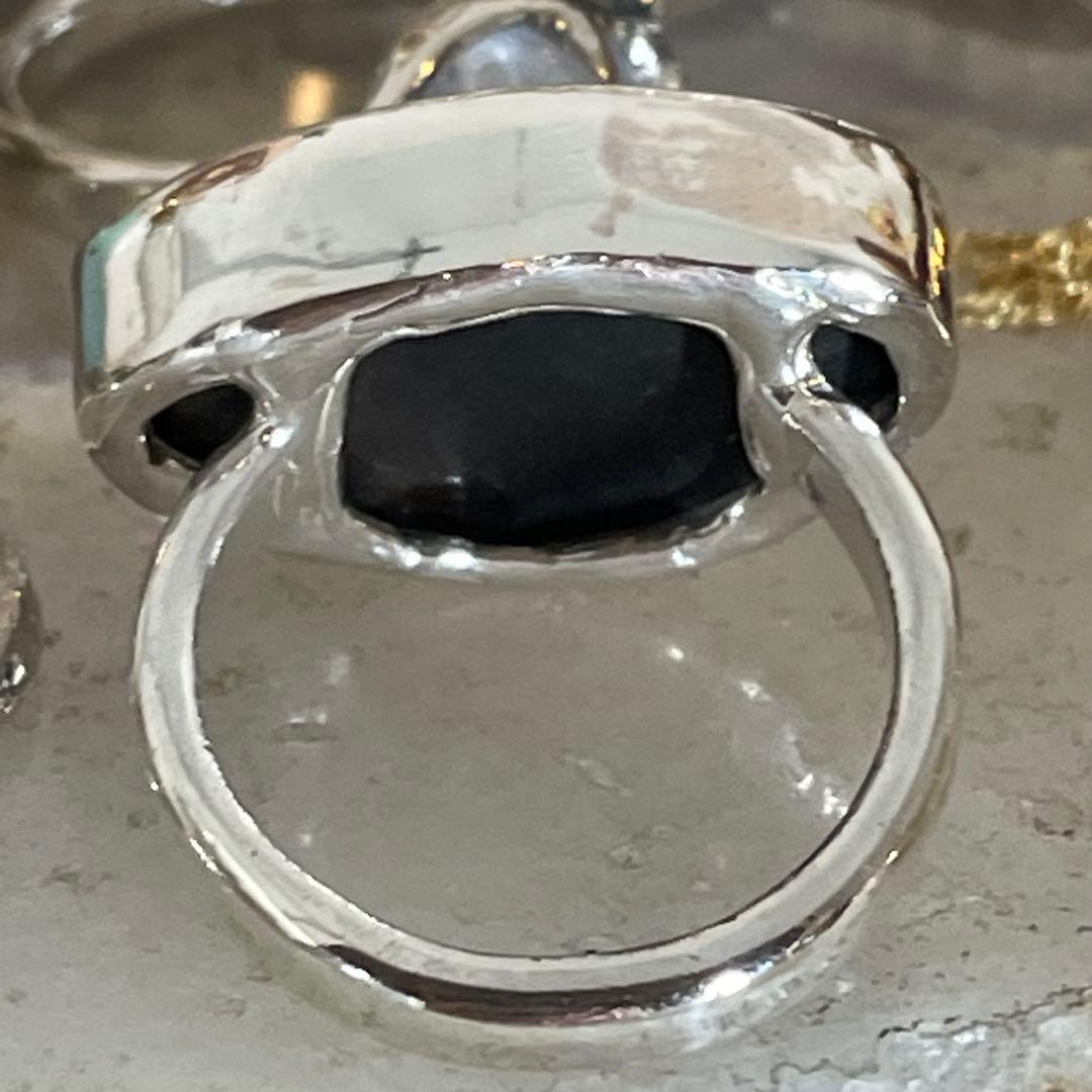 ハンドメイド　シルバー925 シルバーリング　ダブレットボルダーオパール