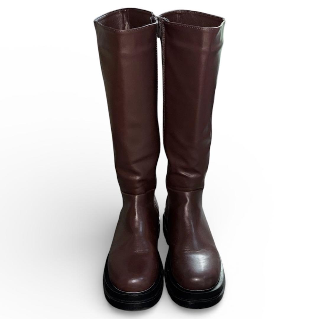 Kastane 厚底ボリュームロングブーツ ブラウン