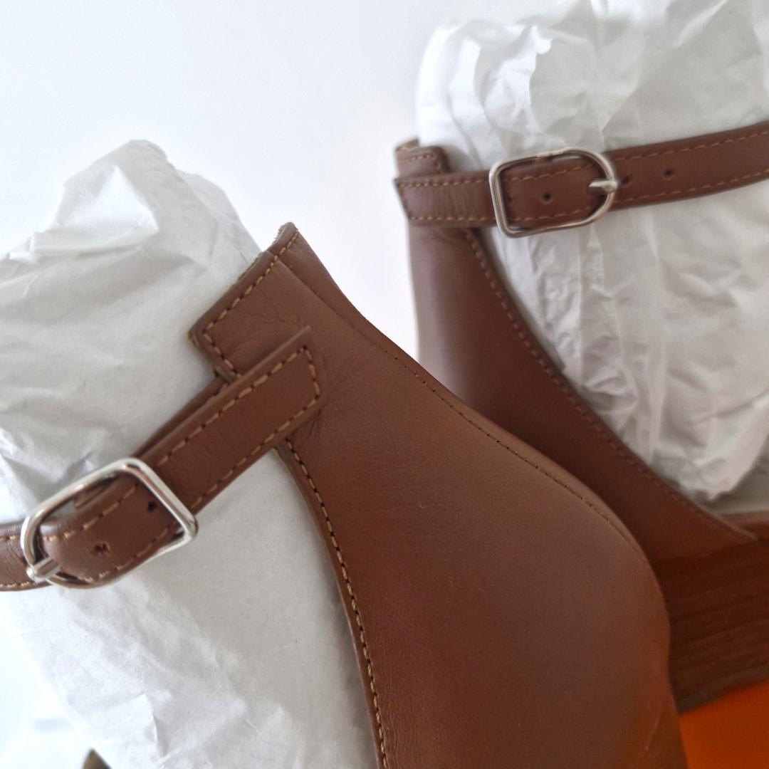 エルメス　レジェンド　サンダル　36 １/2　ゴールド　ブラウン