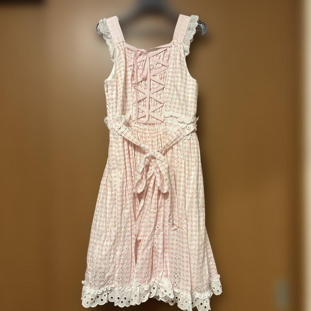 BABY マーガレットのprésageギンガムジャンパースカート　ヘアクリップ付