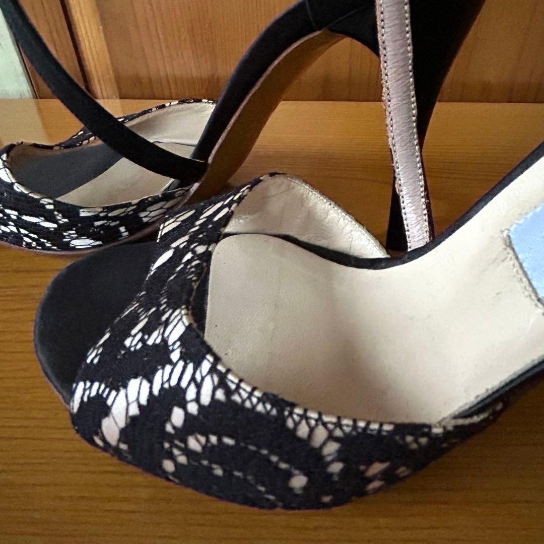 コムイルフォー アルゼンチンタンゴシューズ　オープントゥ 黒レース 38