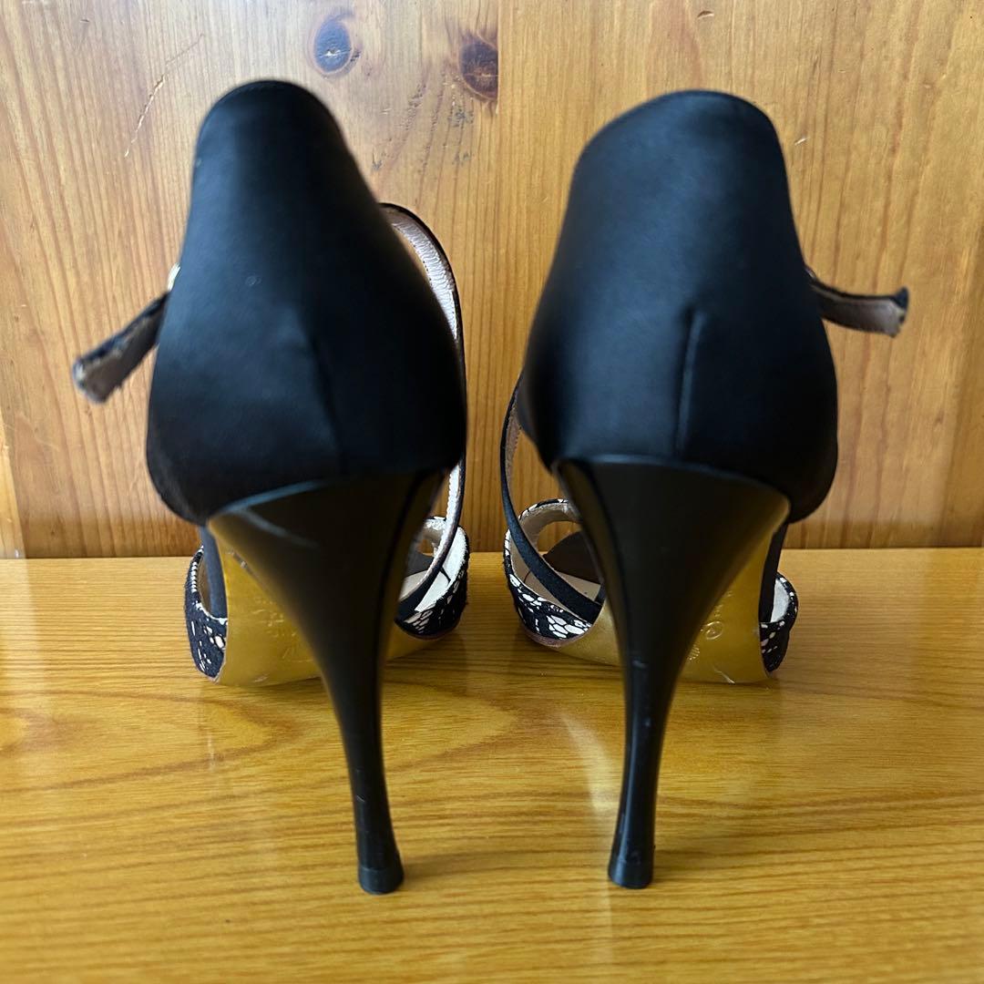 コムイルフォー アルゼンチンタンゴシューズ　オープントゥ 黒レース 38