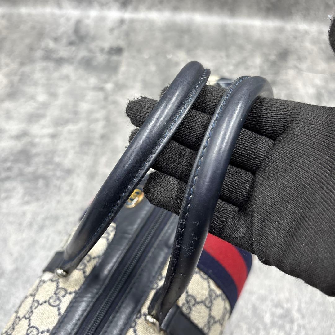 ✨極美品✨GUCCI シェリーライン GG ボストンバッグ レザー ネイビー