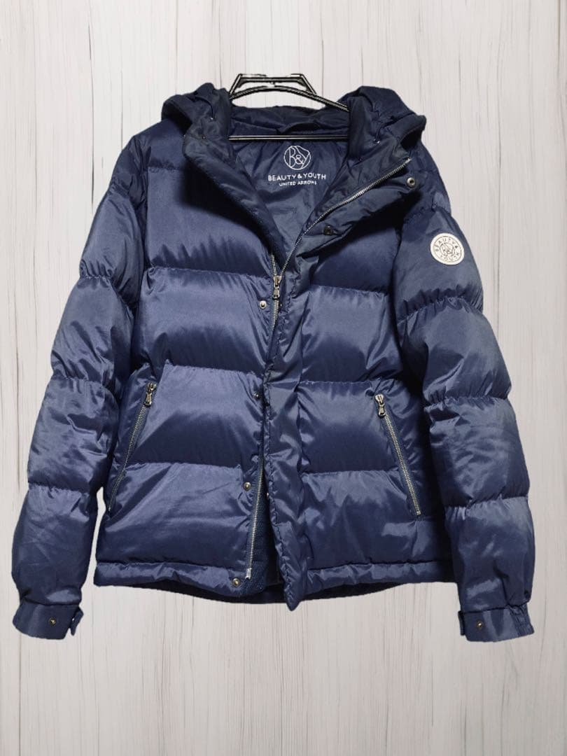 BEAUTY & YOUTH フード付きダウンジャケット ネイビー