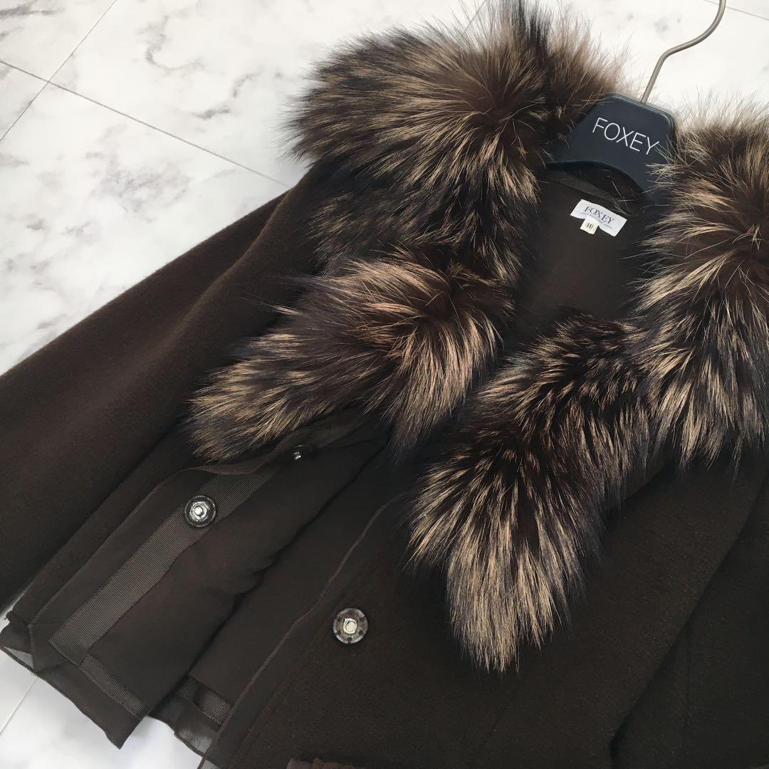 美品　FOXEY フォクシー　カシミヤ100% ファー　ジャケット　アウター