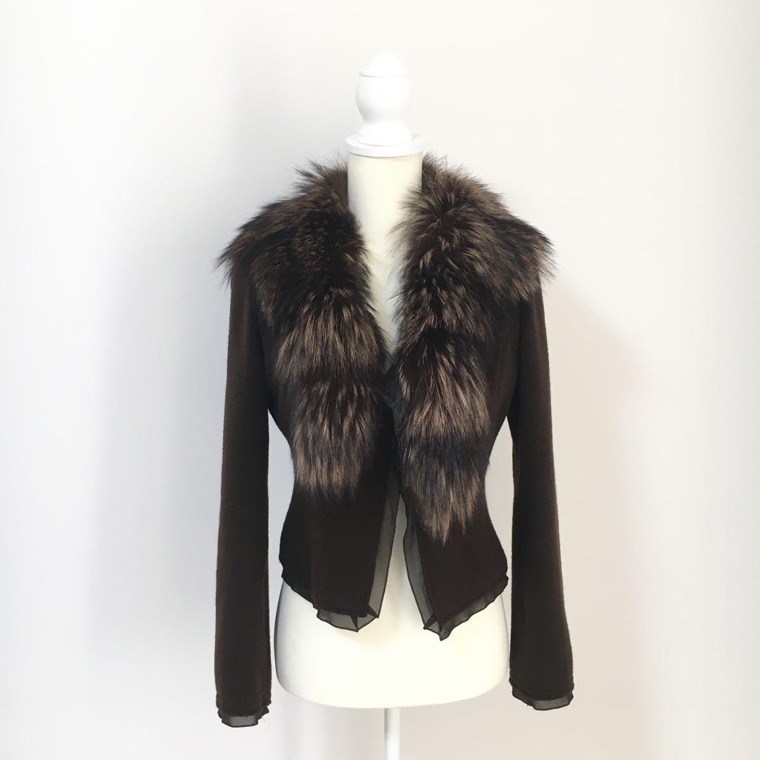 美品　FOXEY フォクシー　カシミヤ100% ファー　ジャケット　アウター