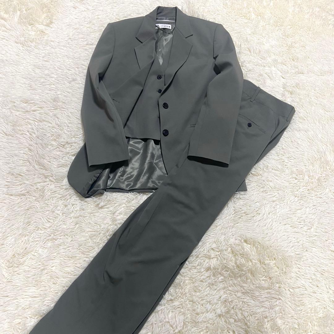 ザラ　3ピースセットアップ　スーツ　グリーン　サイズM X L