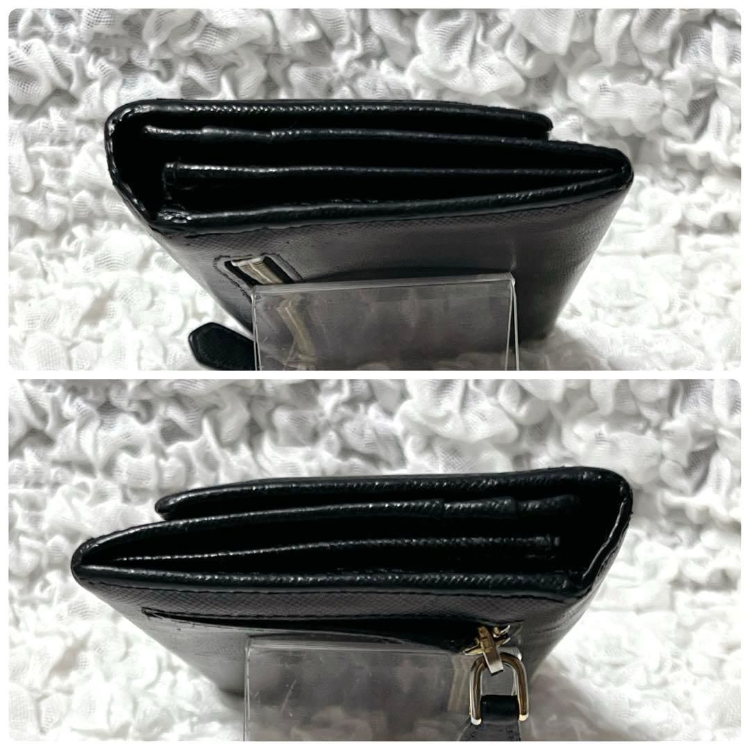 美品✨プラダ 2つ折り長財布 サイフィアーノレザー 三角プレート トライアングル