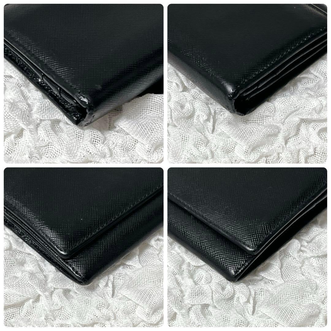 美品✨プラダ 2つ折り長財布 サイフィアーノレザー 三角プレート トライアングル