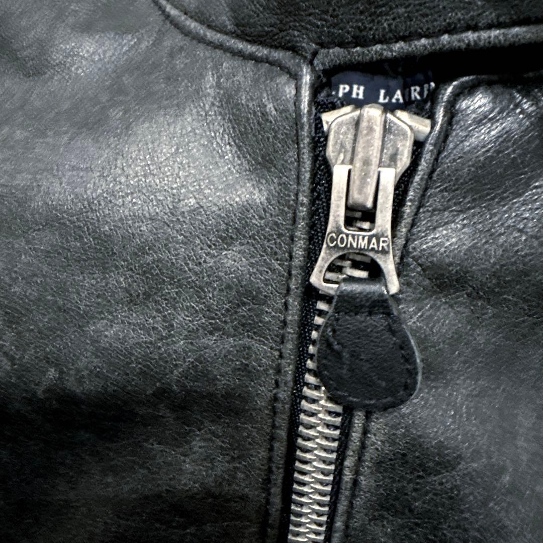 RALPH LAUREN ライダースジャケット ビンテージ加工 ブラック M 革