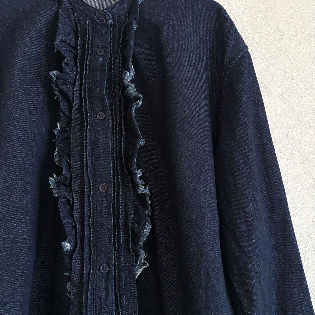 25SS ドゥロワー シルク混 デニム フリルシャツ ブラウス 38