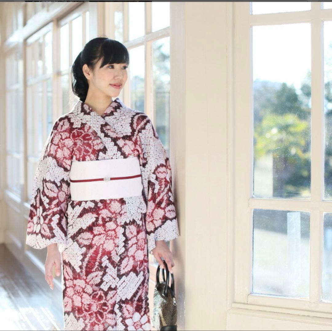 赤と白の花柄 浴衣・帯セット