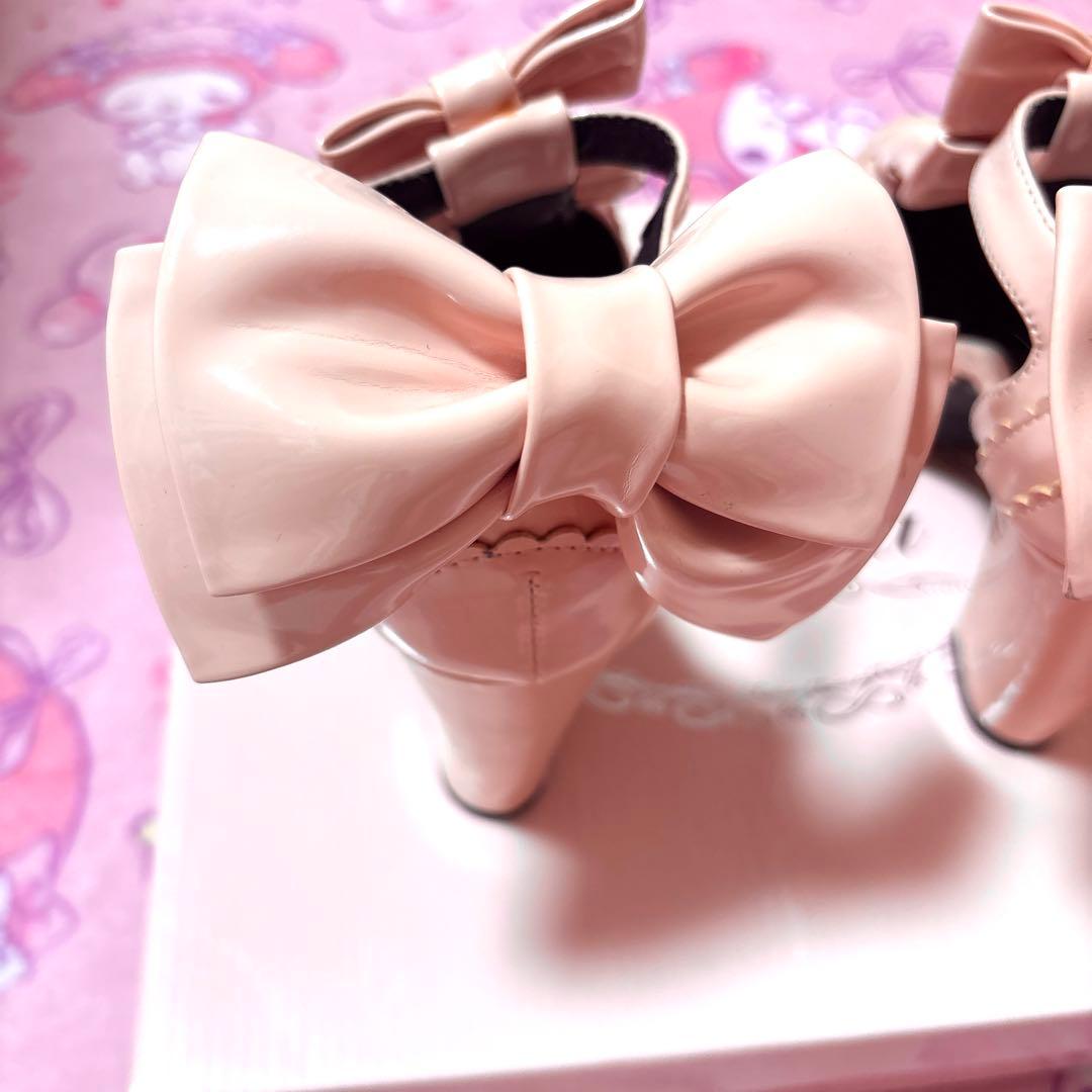 激希少♡トゥララ　4連ビッグリボンパンプス　ロリータ　姫ギャル　ピンク　リズリサ