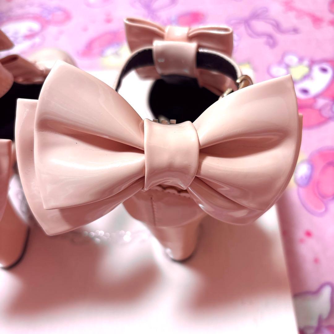 激希少♡トゥララ　4連ビッグリボンパンプス　ロリータ　姫ギャル　ピンク　リズリサ