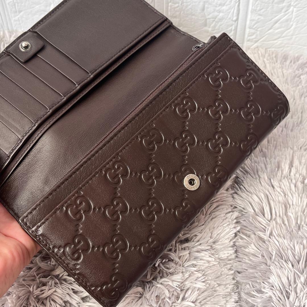 GUCCI ✨シマ　長財布　ダークブラウン　メンズ　GG柄