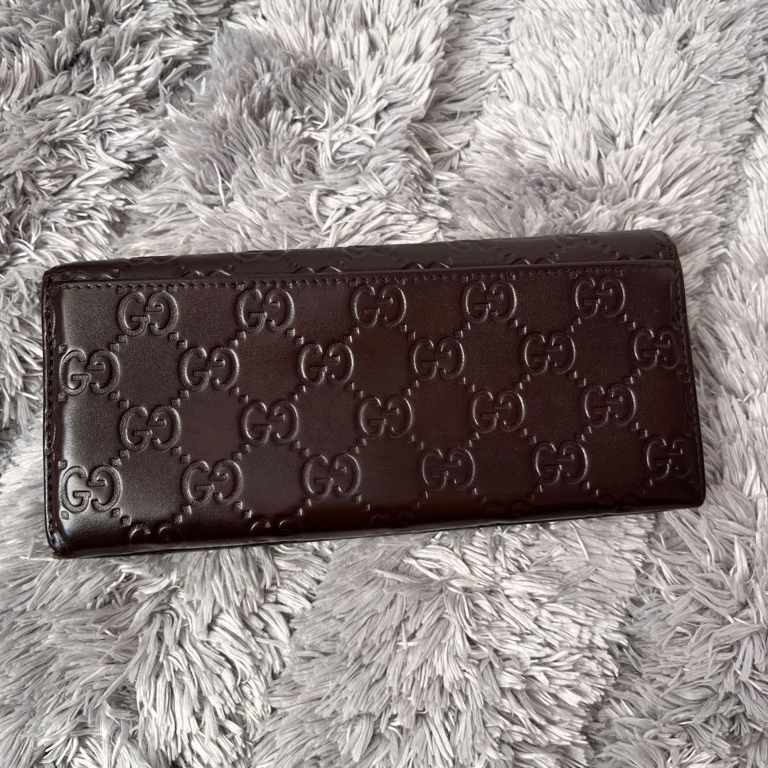 GUCCI ✨シマ　長財布　ダークブラウン　メンズ　GG柄