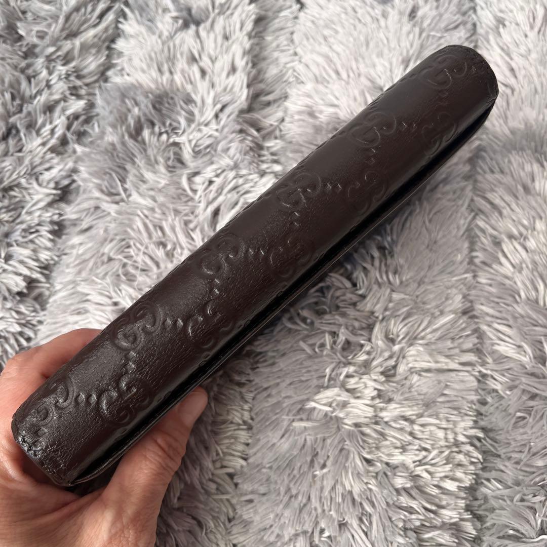 GUCCI ✨シマ　長財布　ダークブラウン　メンズ　GG柄