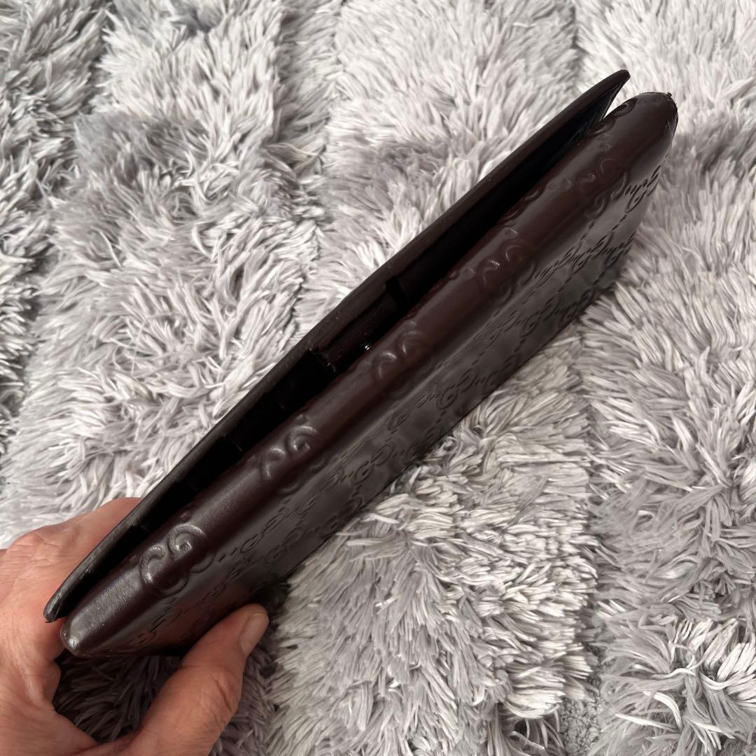 GUCCI ✨シマ　長財布　ダークブラウン　メンズ　GG柄