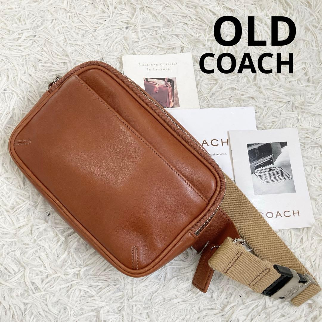 極美品 vintage coach old waist pouch brown