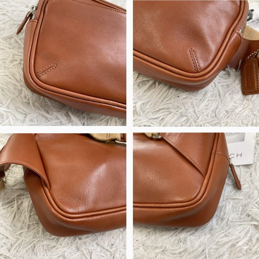 極美品 vintage coach old waist pouch brown