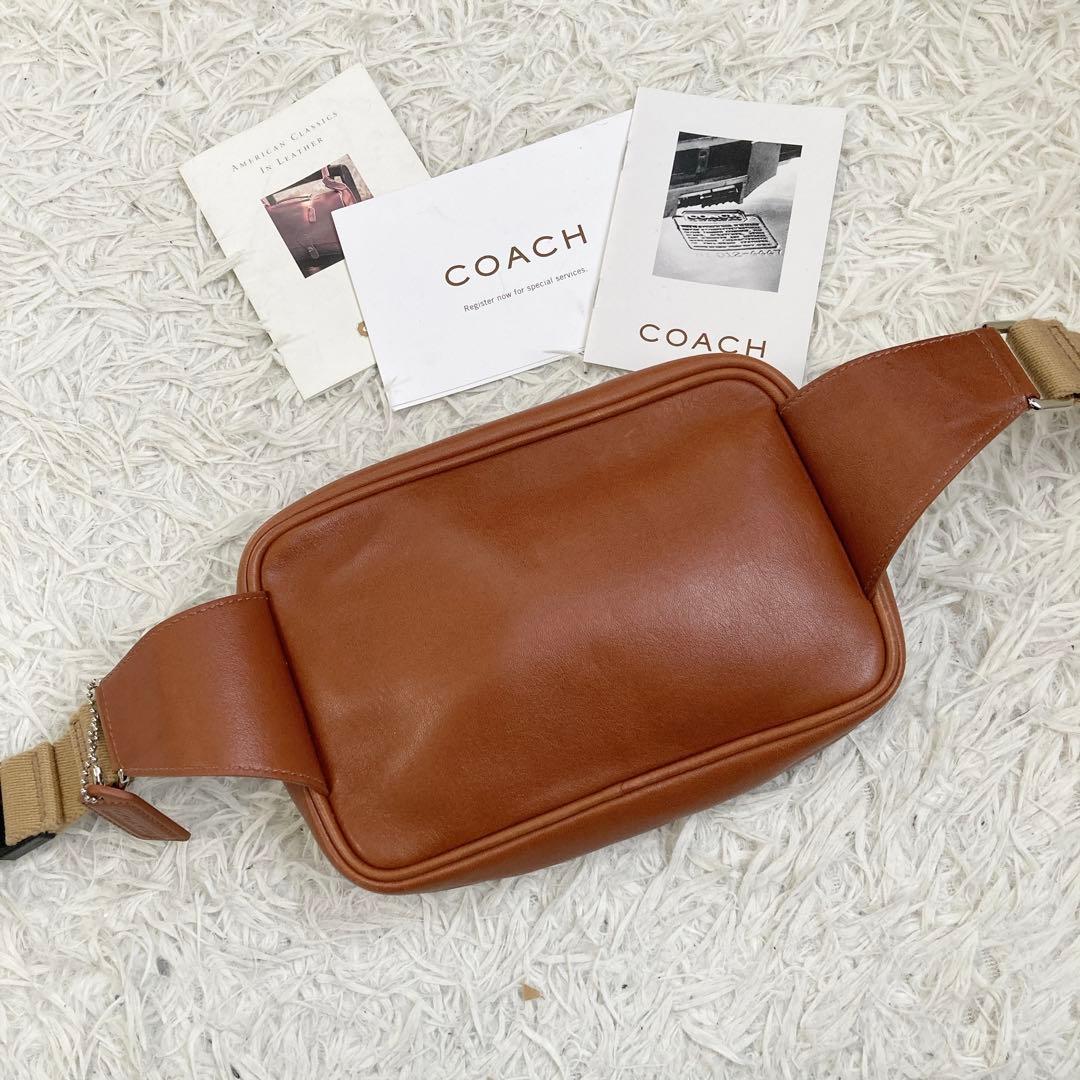 極美品 vintage coach old waist pouch brown