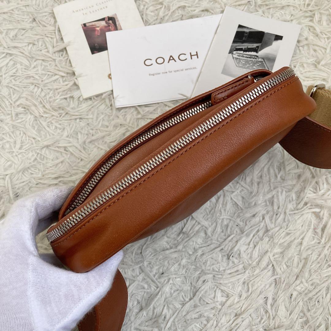極美品 vintage coach old waist pouch brown