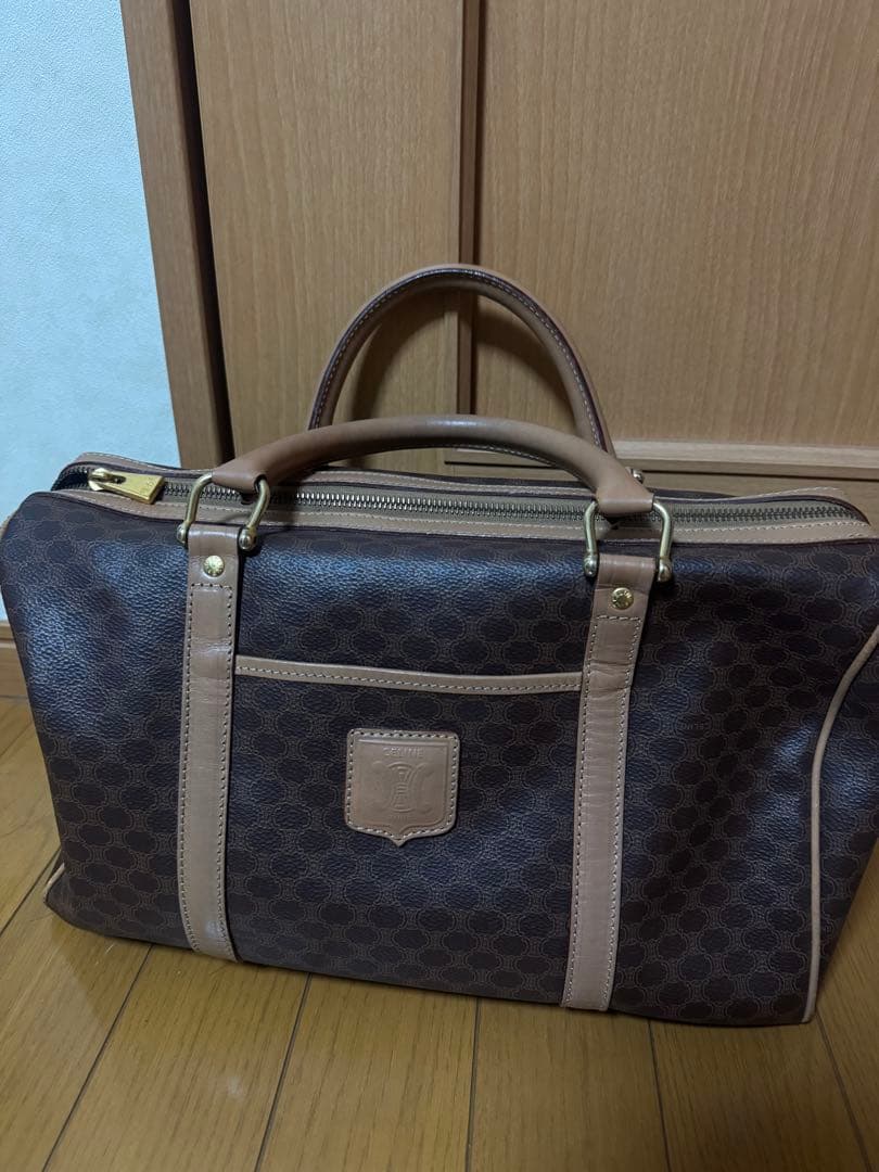 ブラウン ドットパターン ボストンバッグ