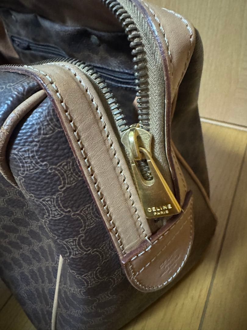 ブラウン ドットパターン ボストンバッグ