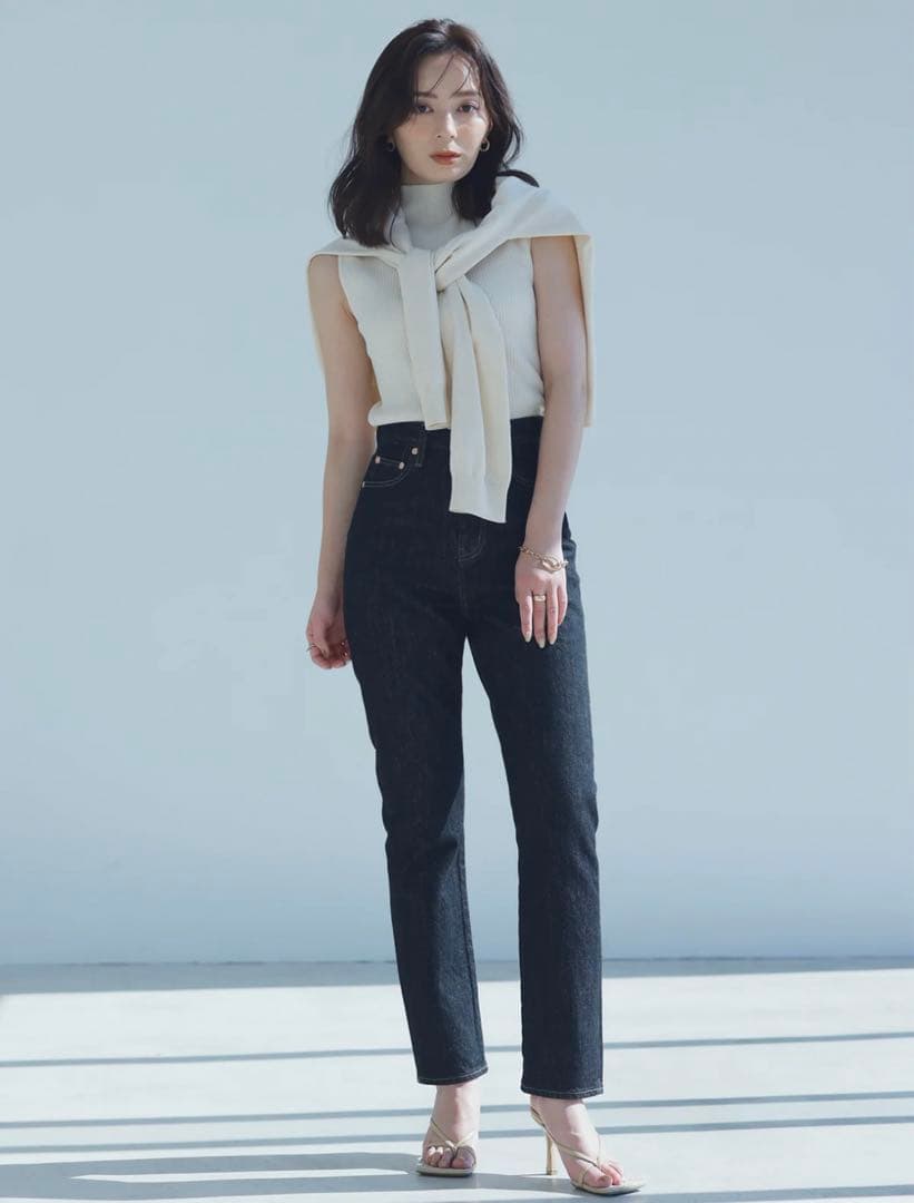 anuans スリムストレートデニム BLACK 1