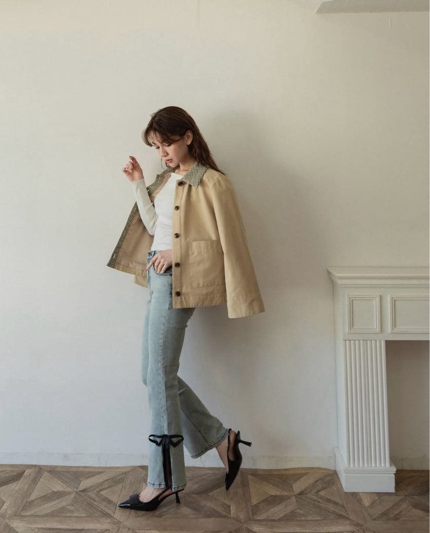 ranclicサイドスリットデニム　リボンパンツ