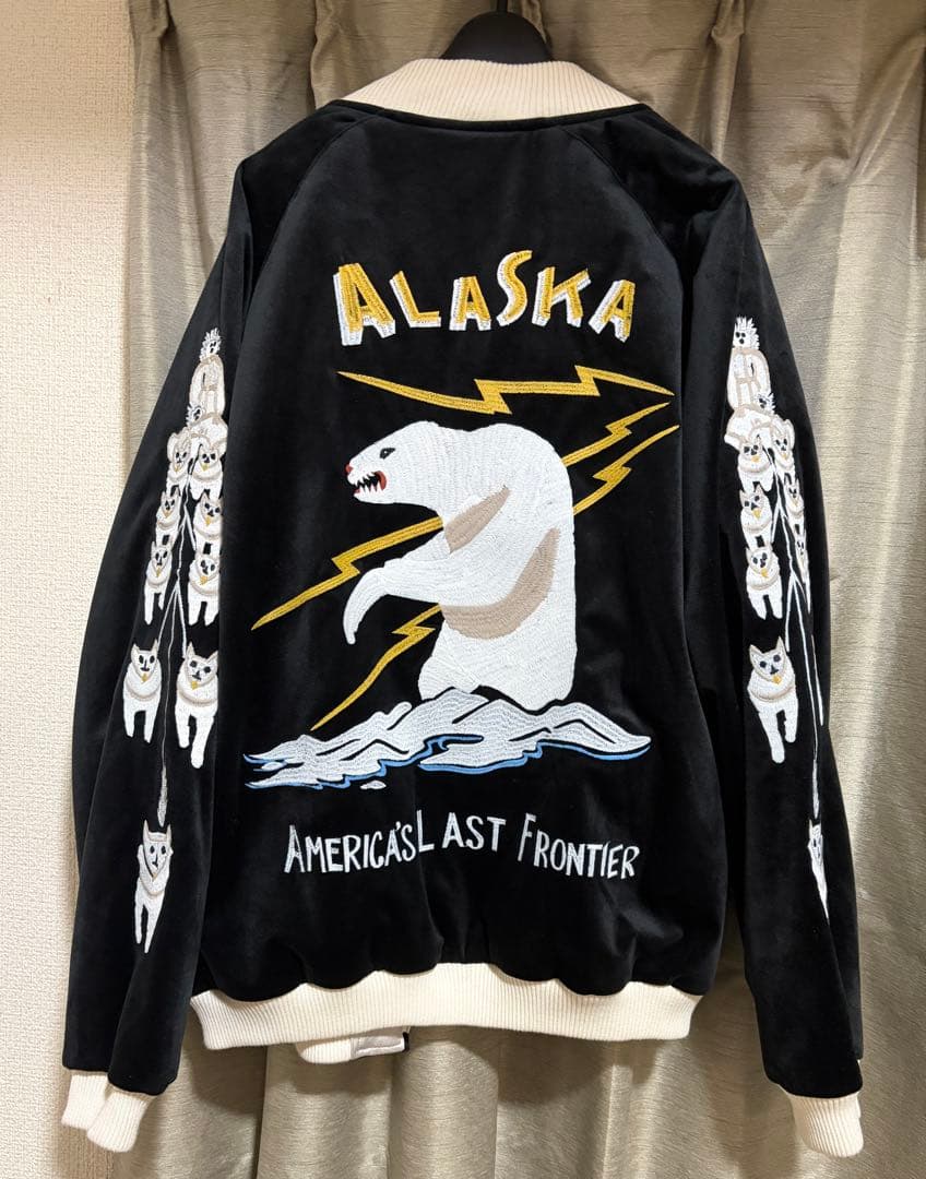 HOUSTON ヒューストン 別珍スカジャン アラスカ ブラック　Lサイズ